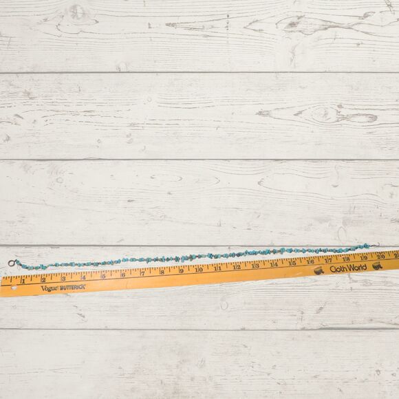 Handmade Turquoise Chip Necklace with Sterling Silver Beads 20 Inches Western - Picture 3 of 7